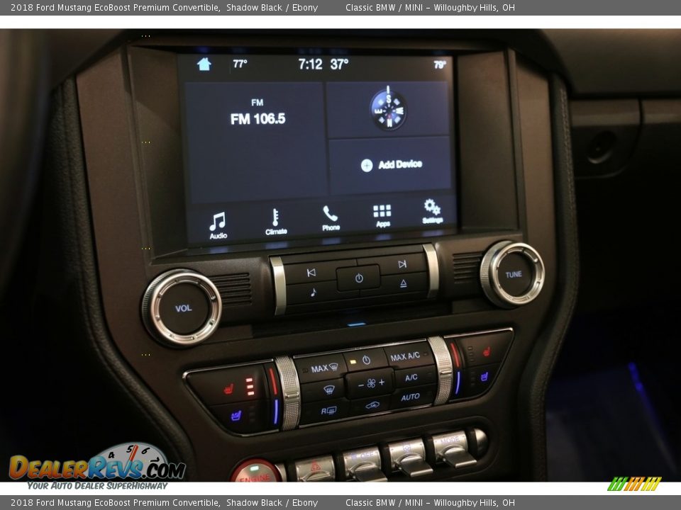 2018 Ford Mustang EcoBoost Premium Convertible Shadow Black / Ebony Photo #10