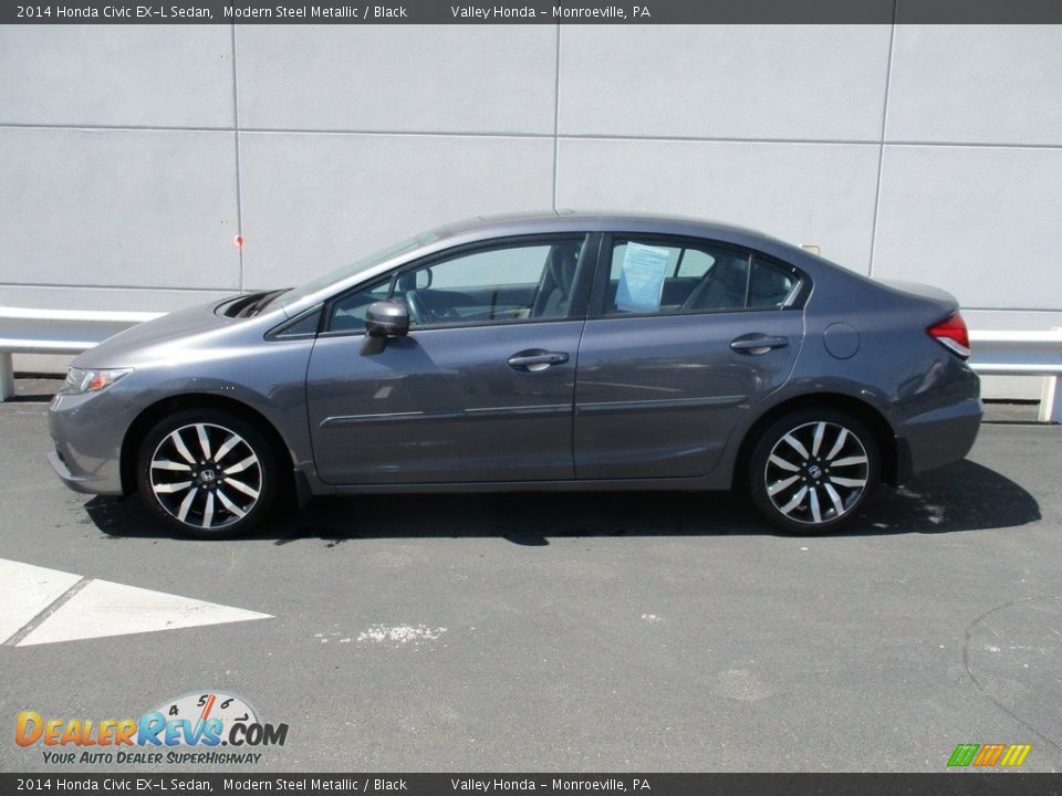 2014 Honda Civic EX-L Sedan Modern Steel Metallic / Black Photo #2
