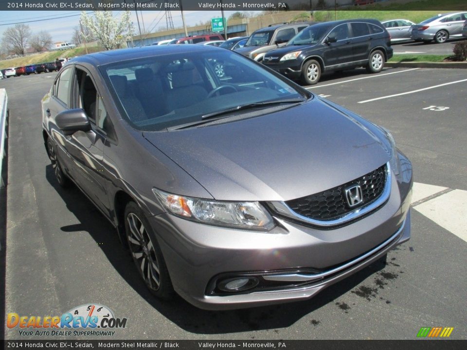 2014 Honda Civic EX-L Sedan Modern Steel Metallic / Black Photo #7