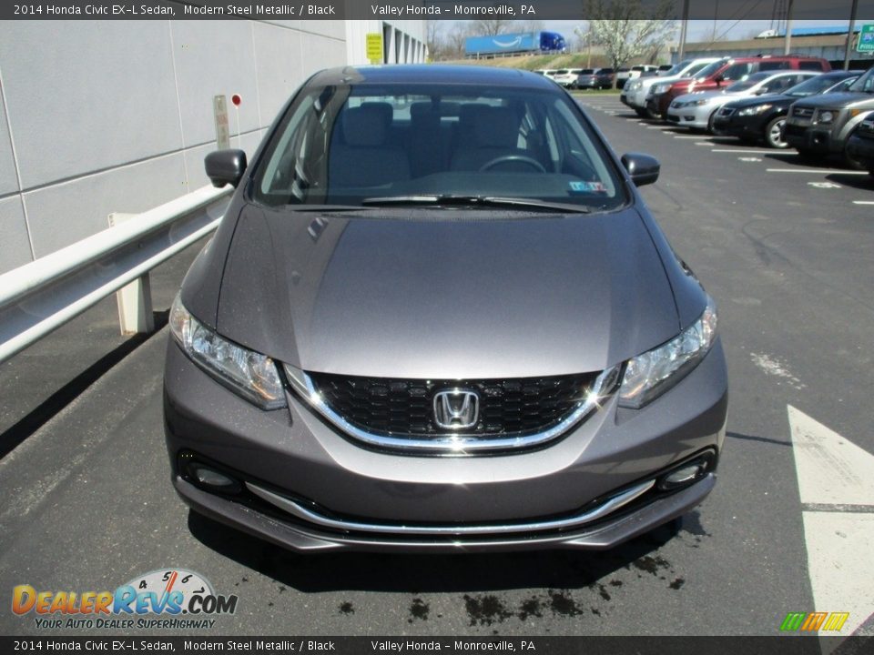 2014 Honda Civic EX-L Sedan Modern Steel Metallic / Black Photo #8