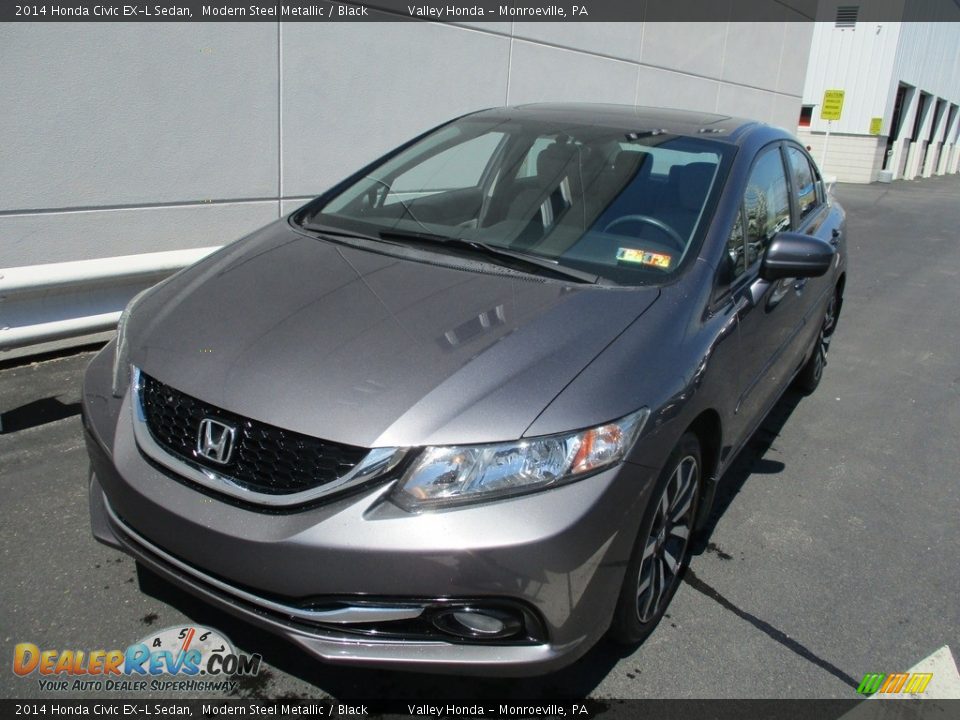 2014 Honda Civic EX-L Sedan Modern Steel Metallic / Black Photo #9