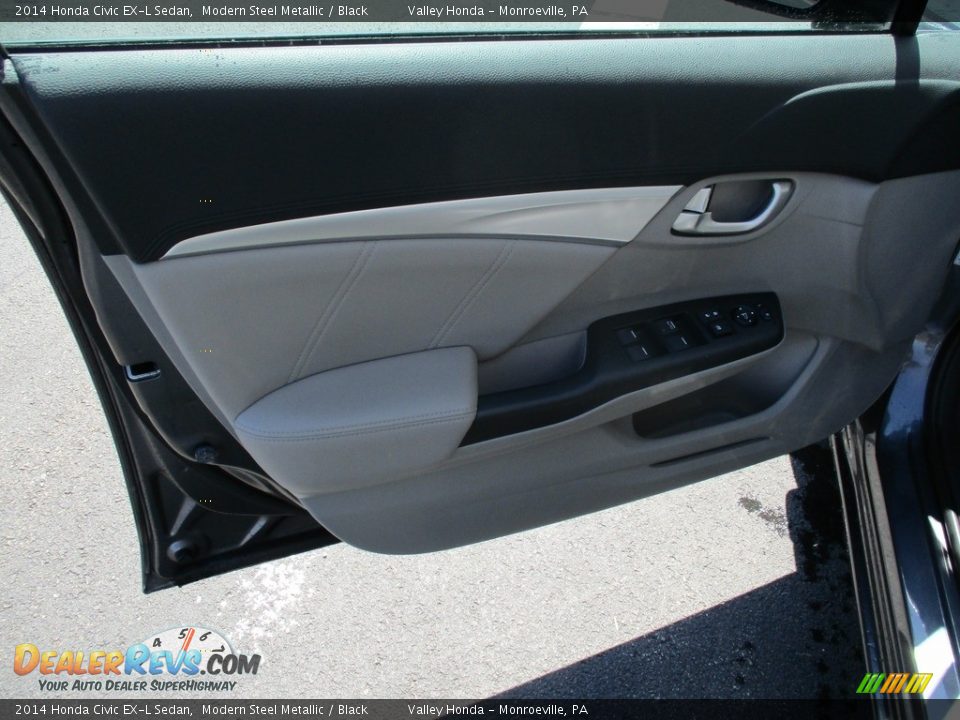 2014 Honda Civic EX-L Sedan Modern Steel Metallic / Black Photo #10