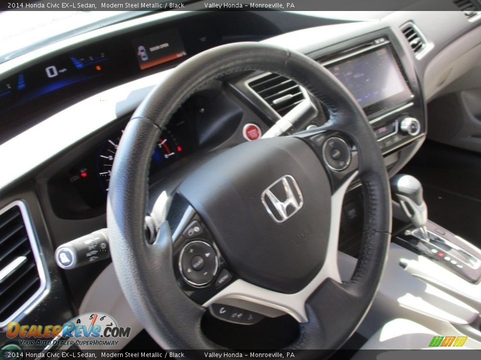2014 Honda Civic EX-L Sedan Modern Steel Metallic / Black Photo #14