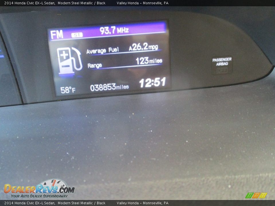 2014 Honda Civic EX-L Sedan Modern Steel Metallic / Black Photo #20