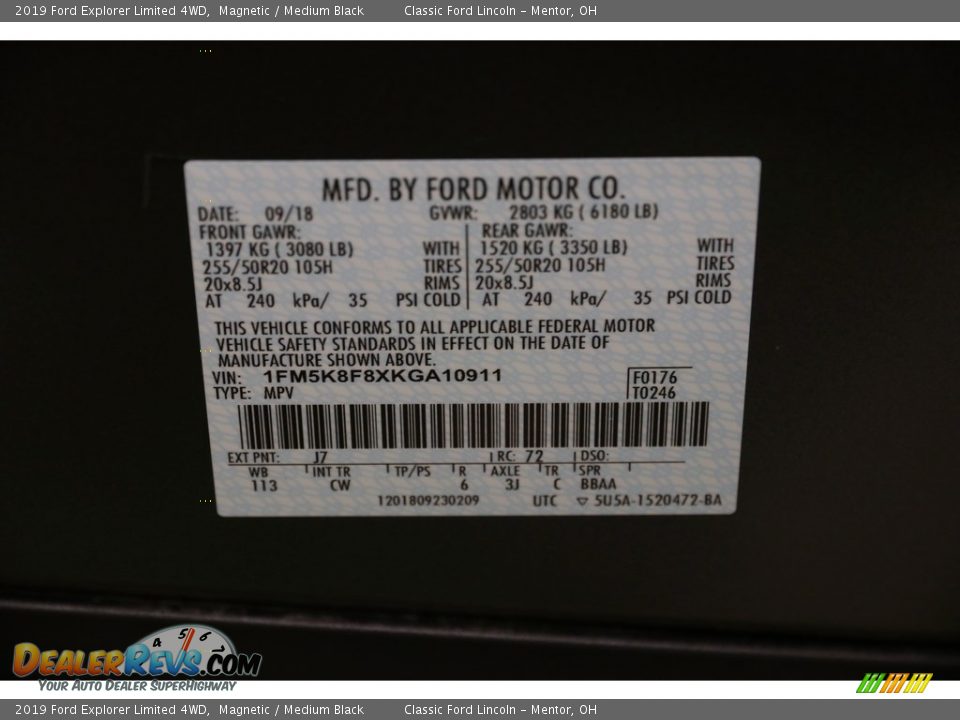 2019 Ford Explorer Limited 4WD Magnetic / Medium Black Photo #28