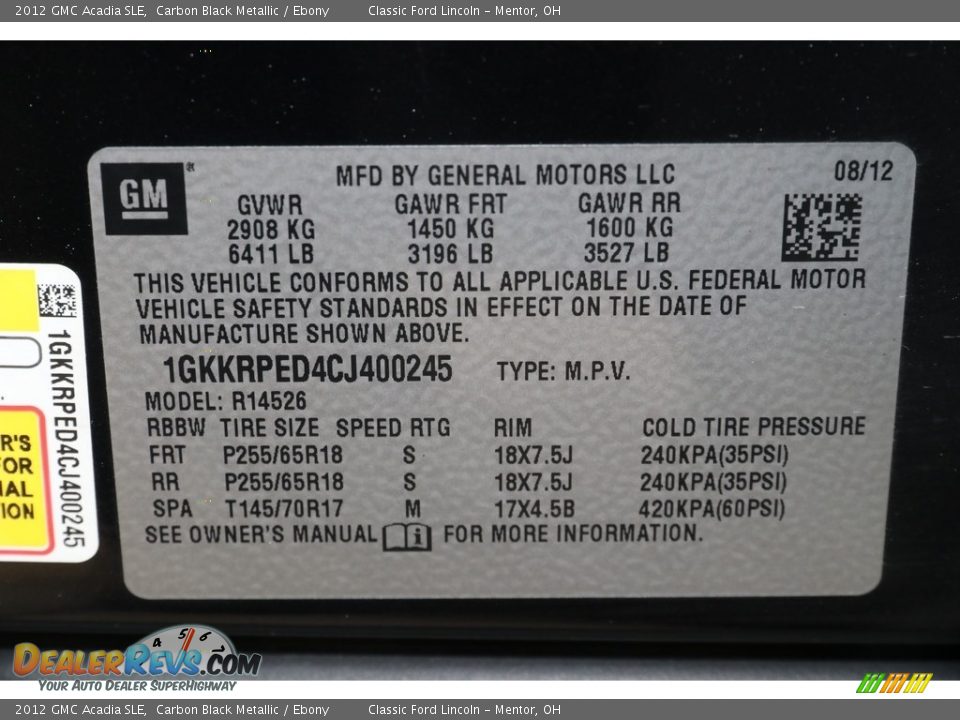 2012 GMC Acadia SLE Carbon Black Metallic / Ebony Photo #21