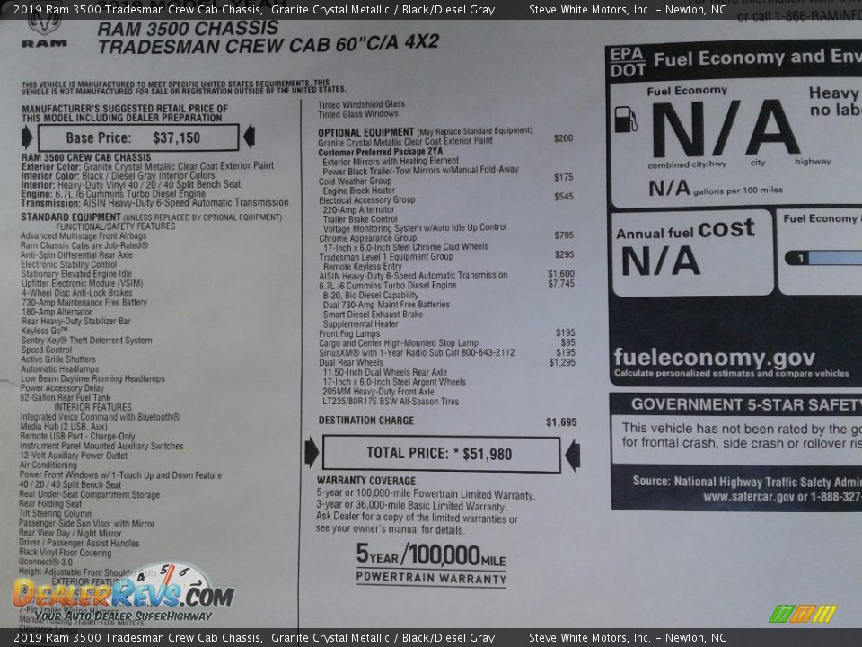 2019 Ram 3500 Tradesman Crew Cab Chassis Granite Crystal Metallic / Black/Diesel Gray Photo #14