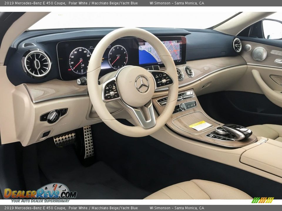 2019 Mercedes-Benz E 450 Coupe Polar White / Macchiato Beige/Yacht Blue Photo #4