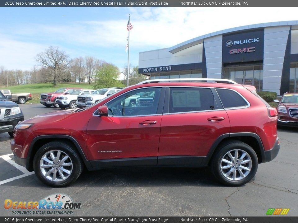 2016 Jeep Cherokee Limited 4x4 Deep Cherry Red Crystal Pearl / Black/Light Frost Beige Photo #12