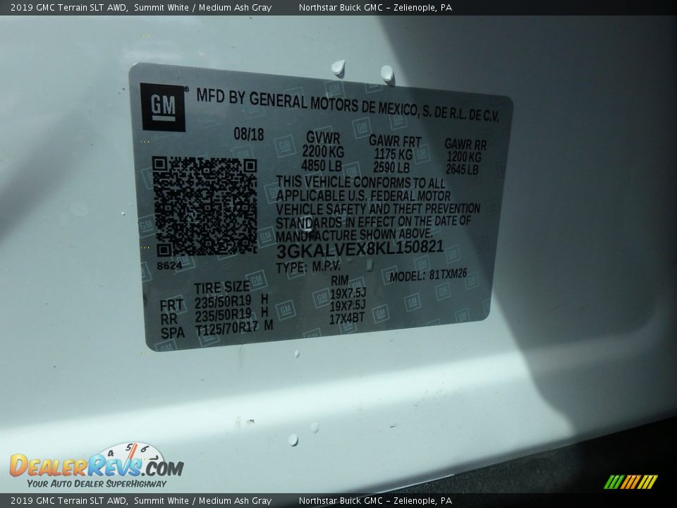 2019 GMC Terrain SLT AWD Summit White / Medium Ash Gray Photo #16