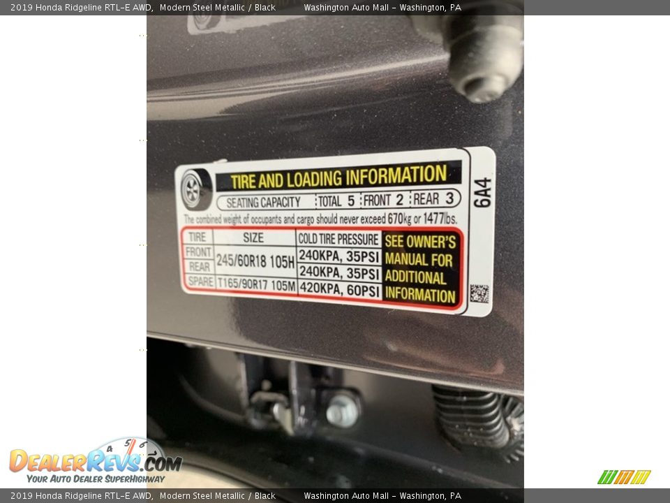 2019 Honda Ridgeline RTL-E AWD Modern Steel Metallic / Black Photo #13