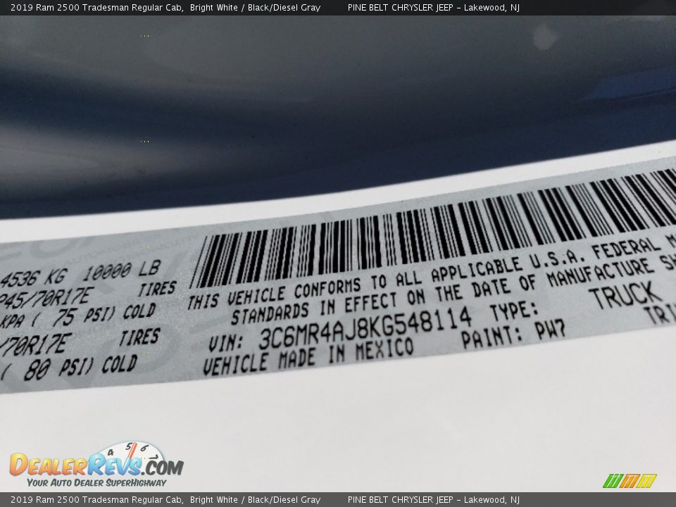 2019 Ram 2500 Tradesman Regular Cab Bright White / Black/Diesel Gray Photo #9