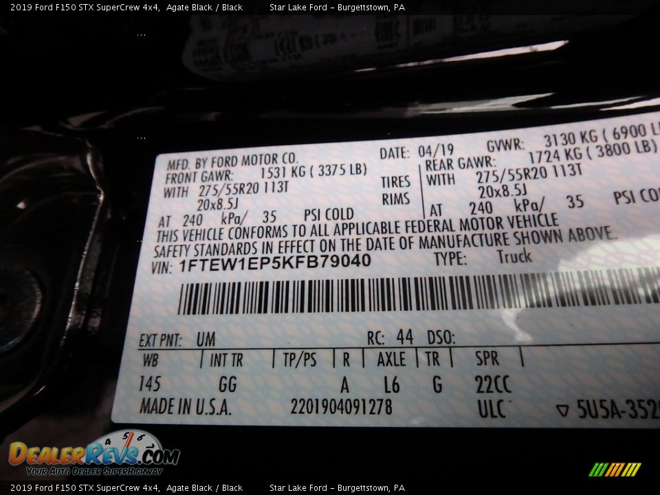 2019 Ford F150 STX SuperCrew 4x4 Agate Black / Black Photo #14