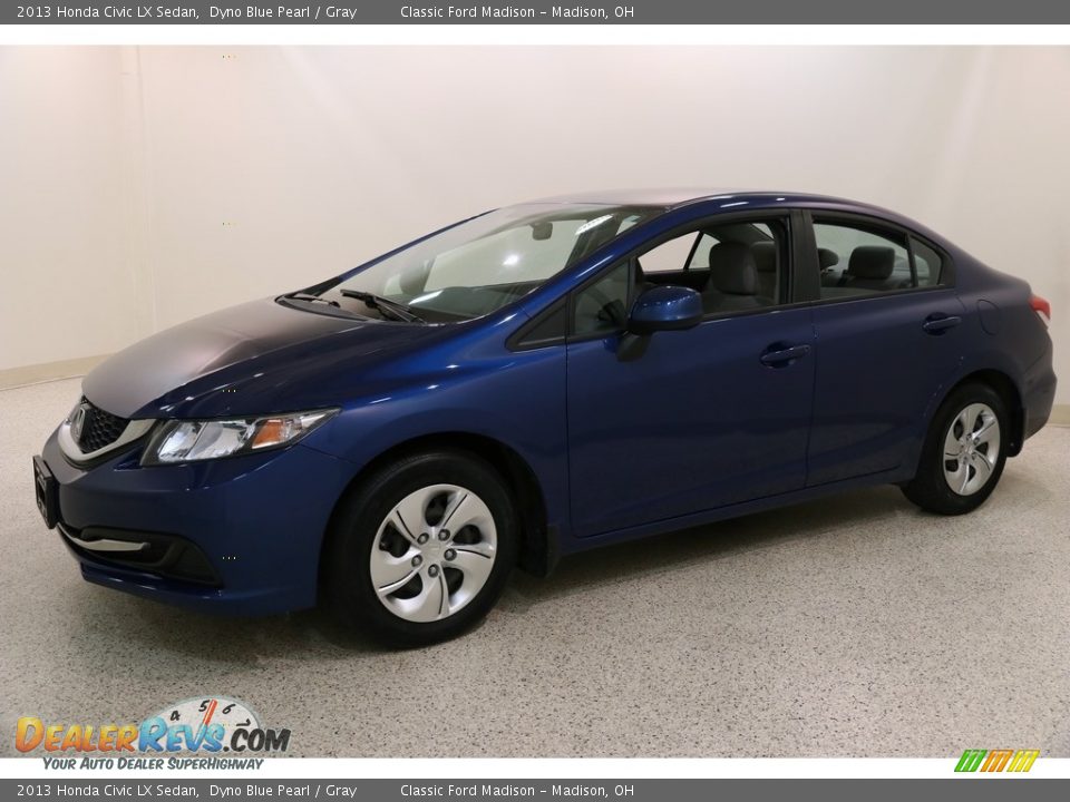 2013 Honda Civic LX Sedan Dyno Blue Pearl / Gray Photo #3