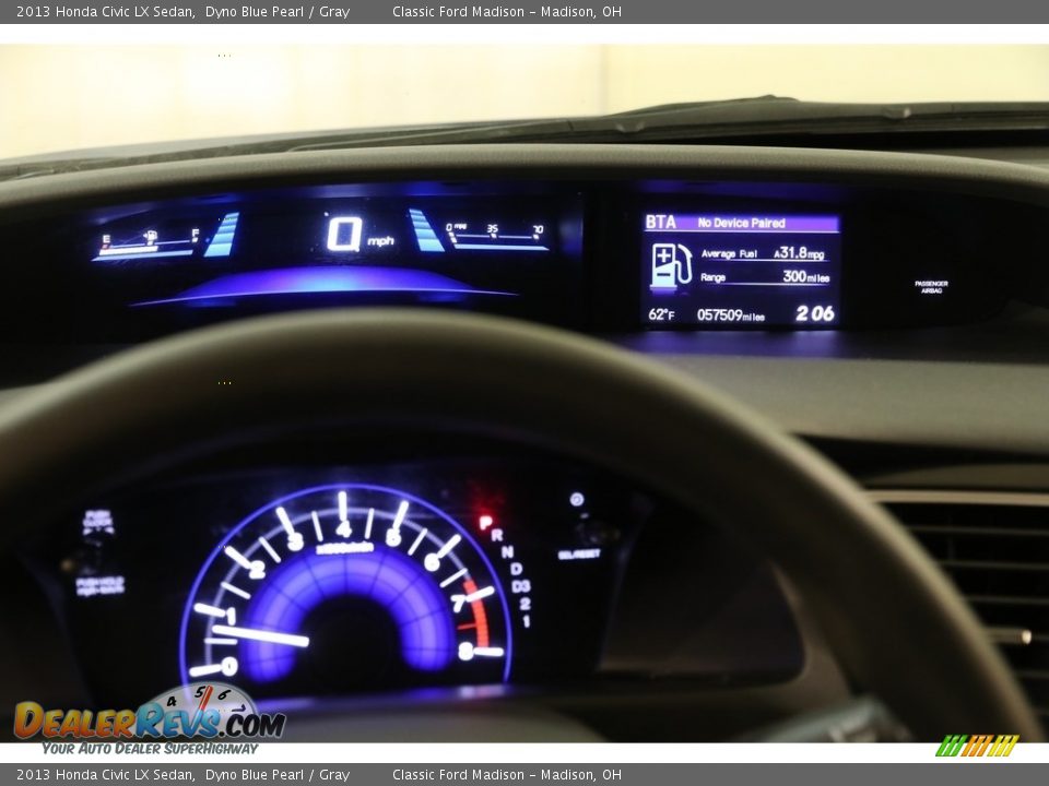 2013 Honda Civic LX Sedan Dyno Blue Pearl / Gray Photo #10