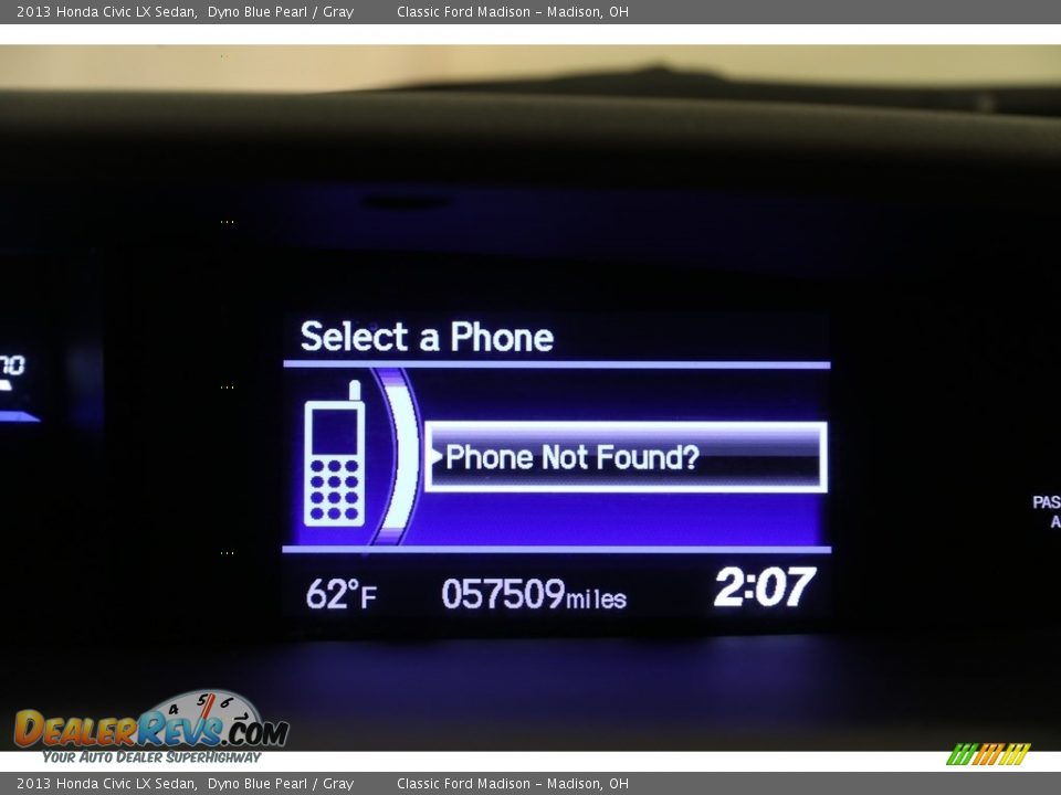 2013 Honda Civic LX Sedan Dyno Blue Pearl / Gray Photo #14