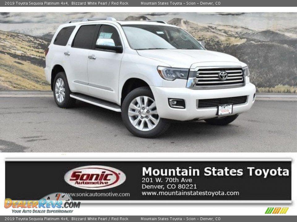 2019 Toyota Sequoia Platinum 4x4 Blizzard White Pearl / Red Rock Photo #1