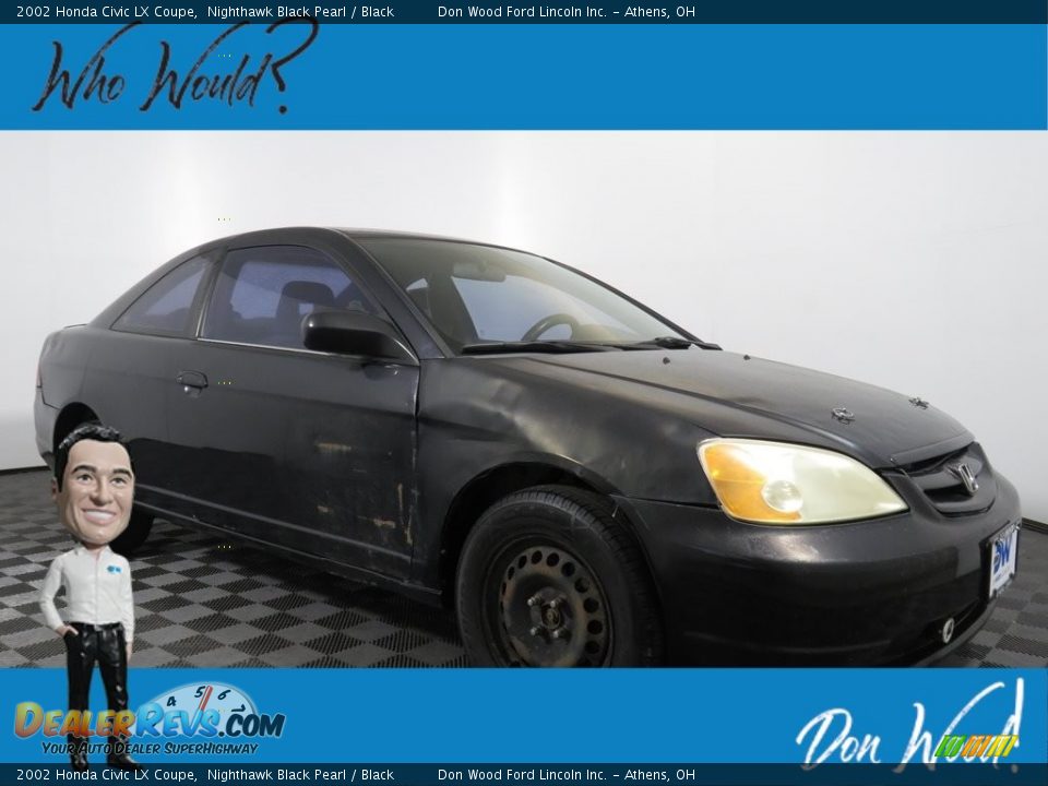 2002 Honda Civic LX Coupe Nighthawk Black Pearl / Black Photo #1
