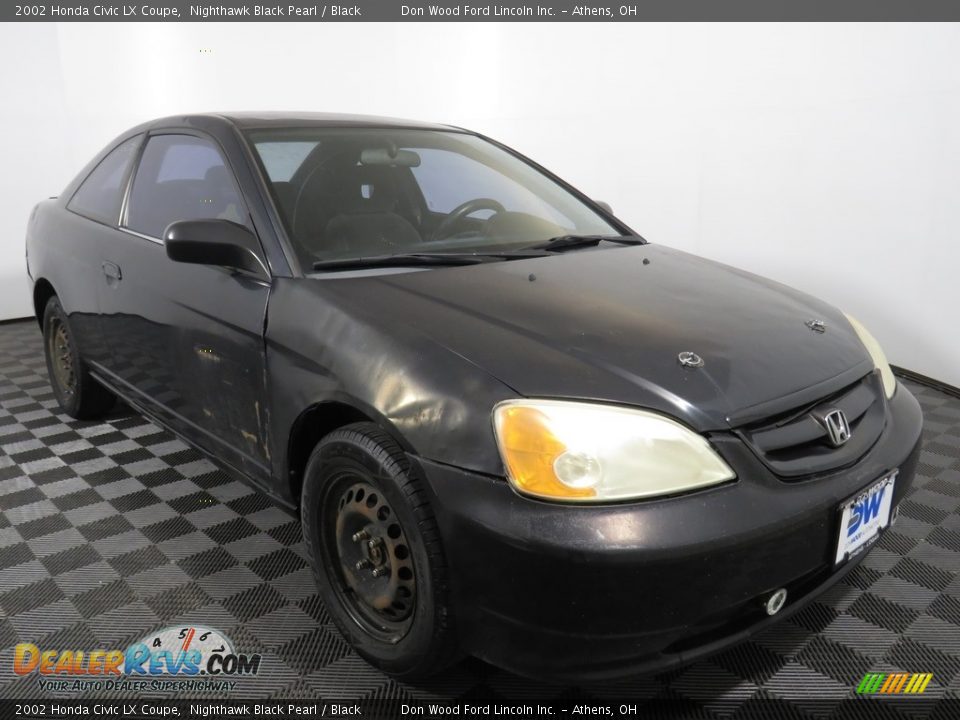 2002 Honda Civic LX Coupe Nighthawk Black Pearl / Black Photo #19