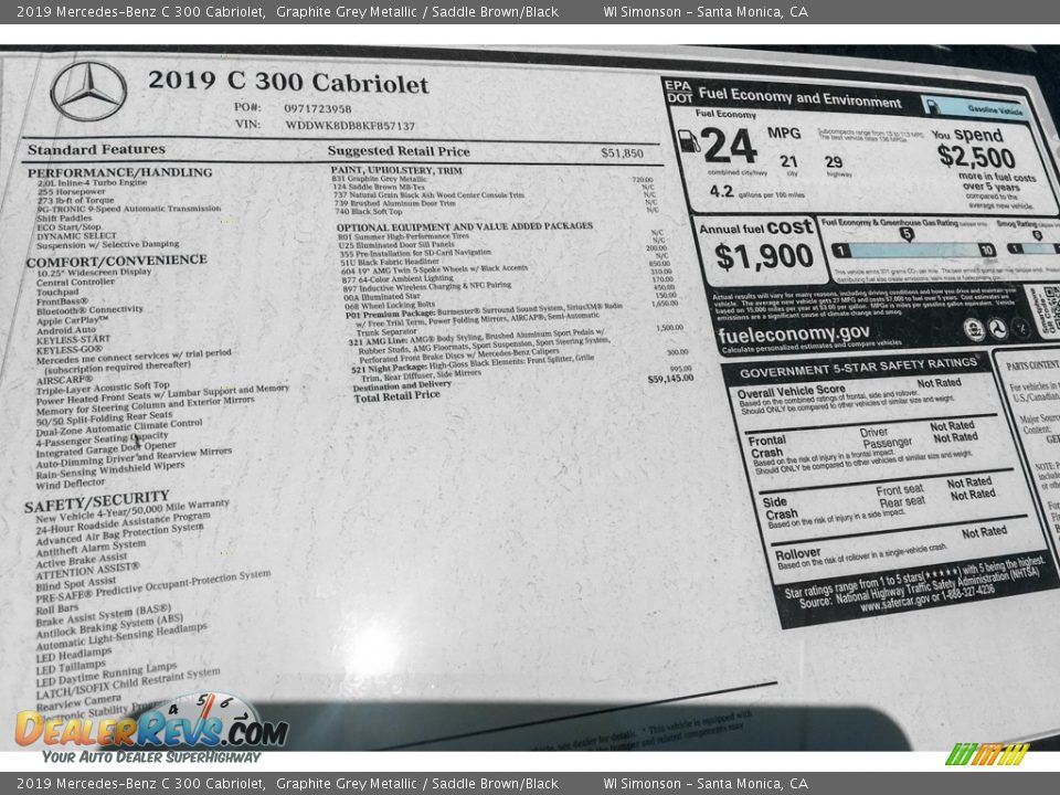 2019 Mercedes-Benz C 300 Cabriolet Graphite Grey Metallic / Saddle Brown/Black Photo #10