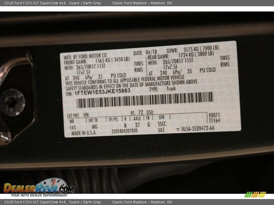 2018 Ford F150 XLT SuperCrew 4x4 Guard / Earth Gray Photo #24