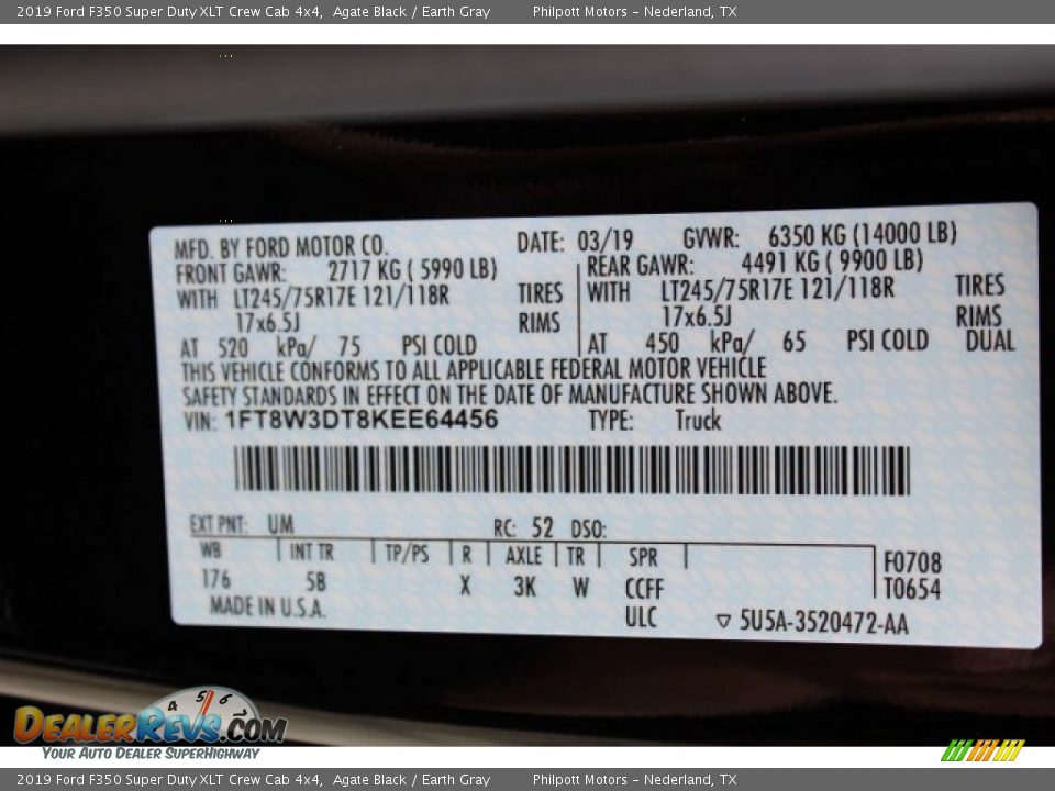 2019 Ford F350 Super Duty XLT Crew Cab 4x4 Agate Black / Earth Gray Photo #25