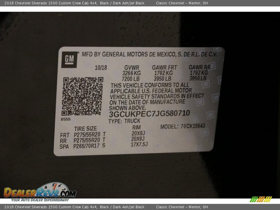 2018 Chevrolet Silverado 1500 Custom Crew Cab 4x4 Black / Dark Ash/Jet Black Photo #18