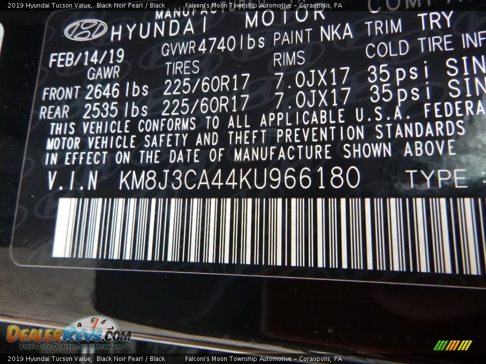 2019 Hyundai Tucson Value Black Noir Pearl / Black Photo #12