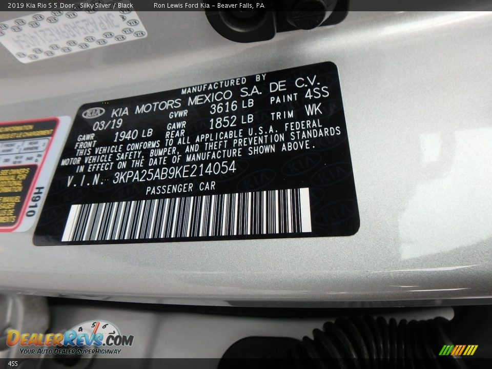 Kia Color Code 4SS Silky Silver
