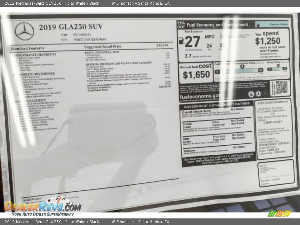 2019 Mercedes-Benz GLA 250 Polar White / Black Photo #10