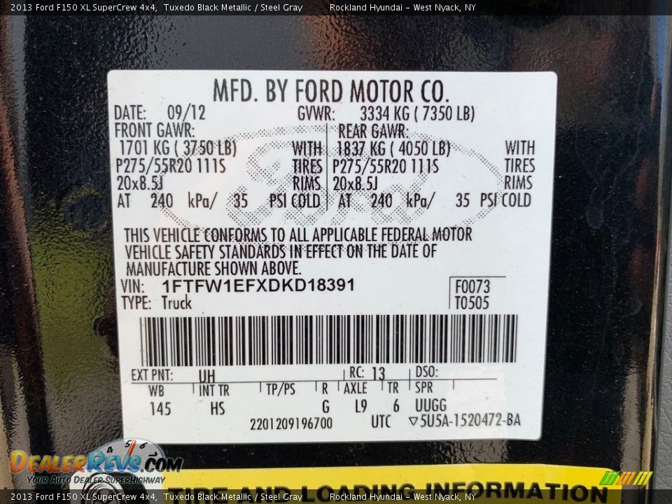 2013 Ford F150 XL SuperCrew 4x4 Tuxedo Black Metallic / Steel Gray Photo #33