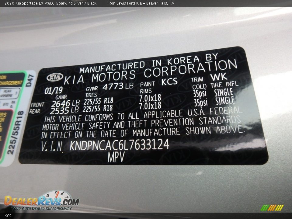 Kia Color Code KCS Sparkling Silver