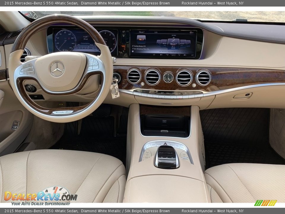 2015 Mercedes-Benz S 550 4Matic Sedan Diamond White Metallic / Silk Beige/Espresso Brown Photo #14