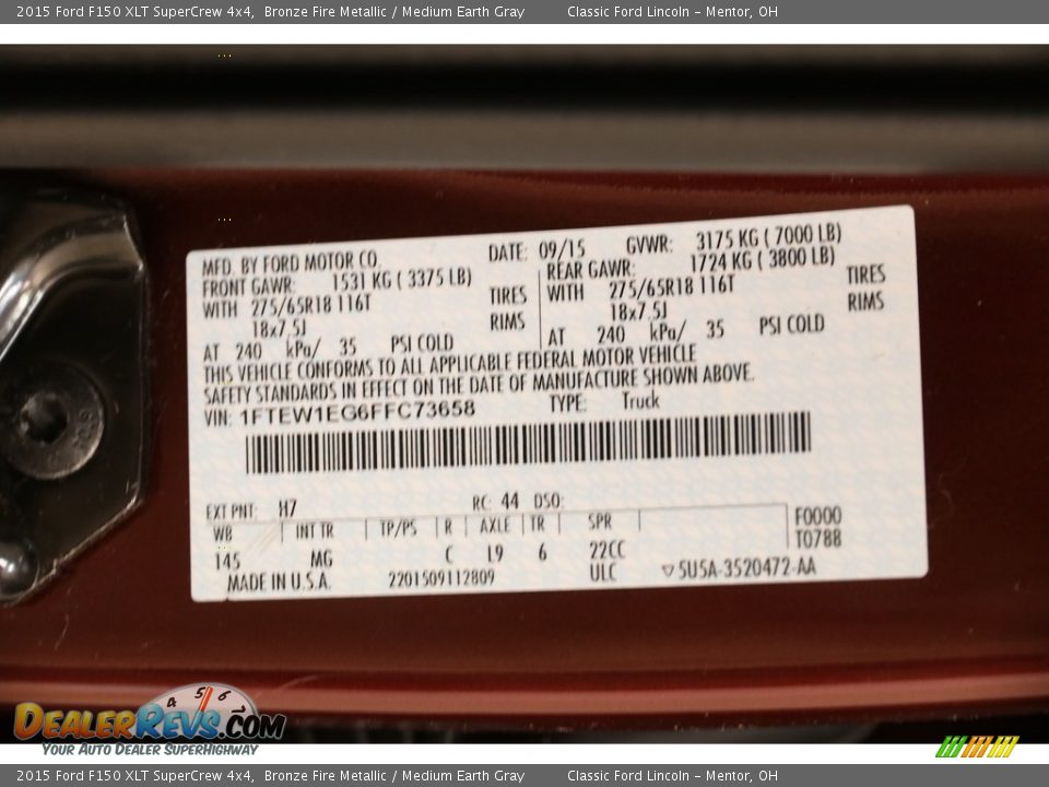 2015 Ford F150 XLT SuperCrew 4x4 Bronze Fire Metallic / Medium Earth Gray Photo #23