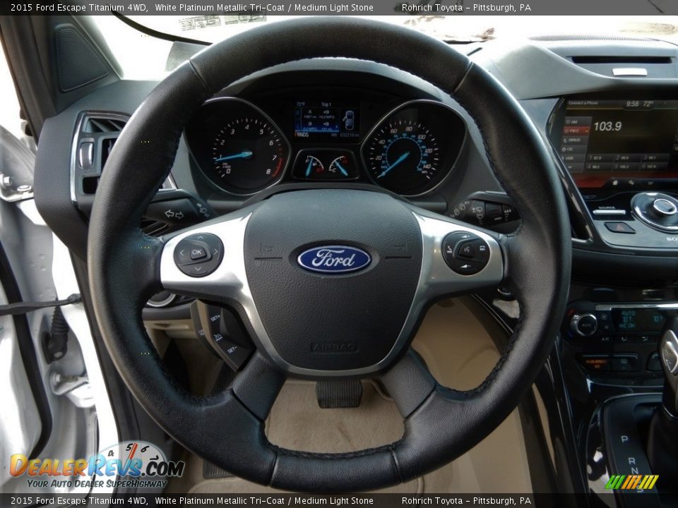 2015 Ford Escape Titanium 4WD White Platinum Metallic Tri-Coat / Medium Light Stone Photo #22