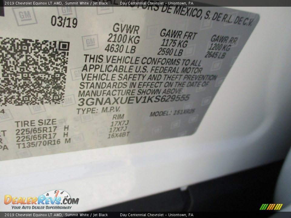 2019 Chevrolet Equinox LT AWD Summit White / Jet Black Photo #19