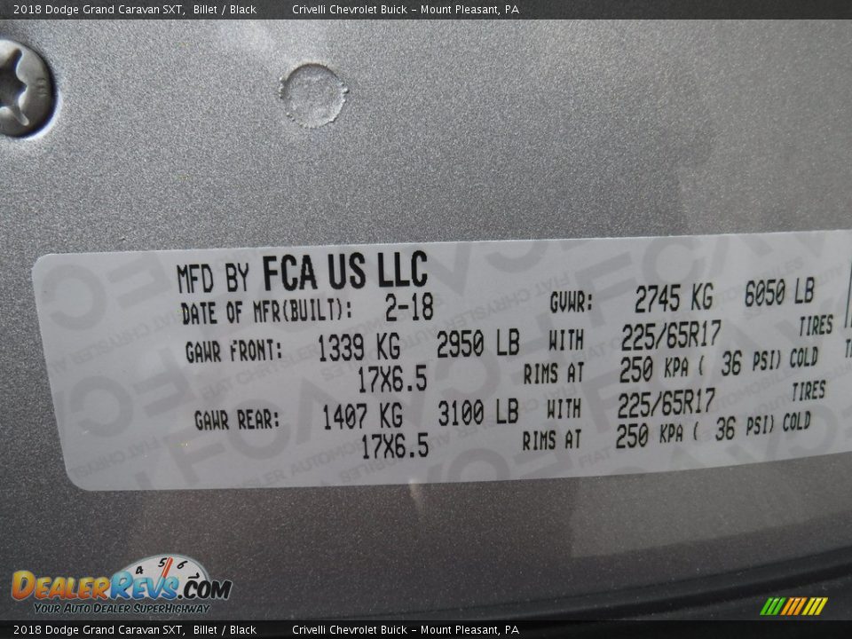 2018 Dodge Grand Caravan SXT Billet / Black Photo #31