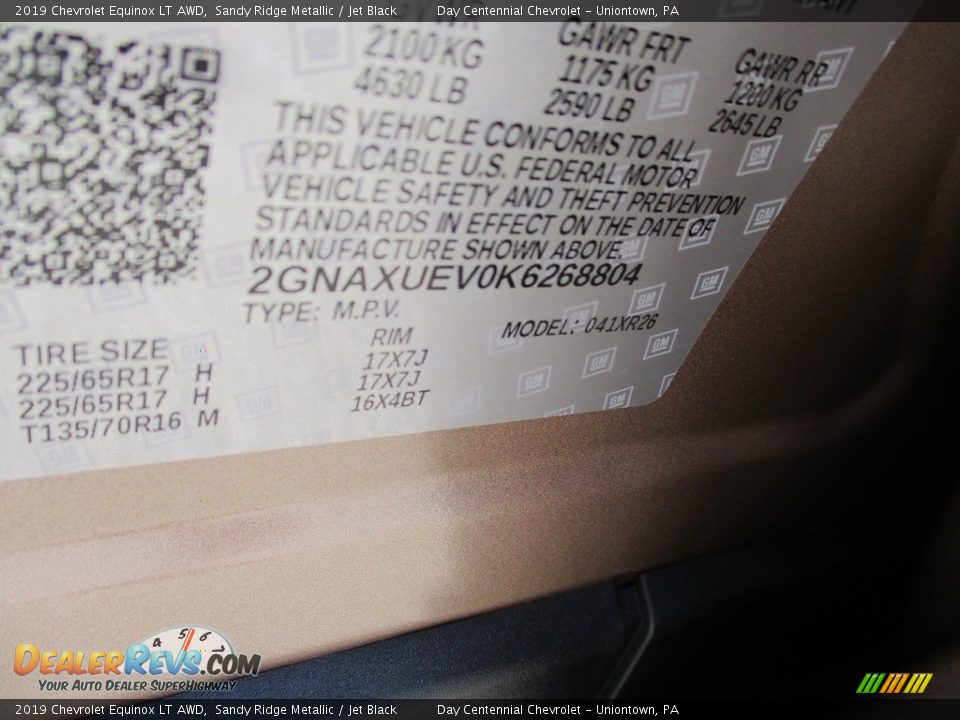 2019 Chevrolet Equinox LT AWD Sandy Ridge Metallic / Jet Black Photo #19