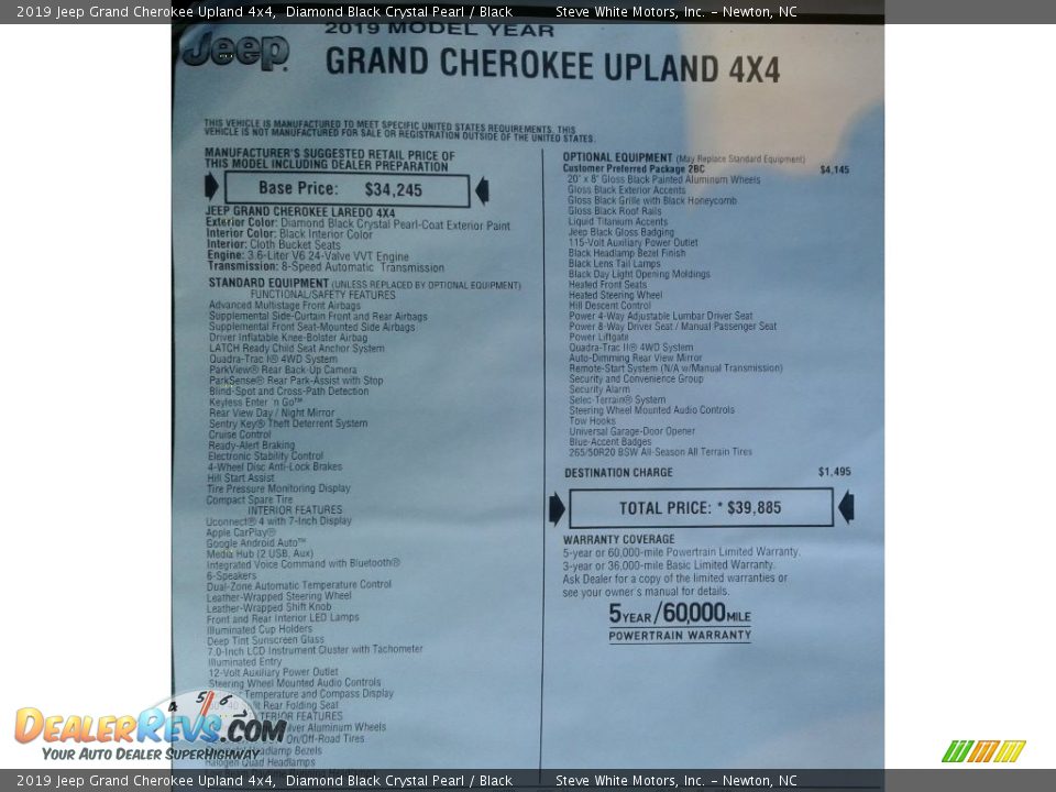 2019 Jeep Grand Cherokee Upland 4x4 Diamond Black Crystal Pearl / Black Photo #34