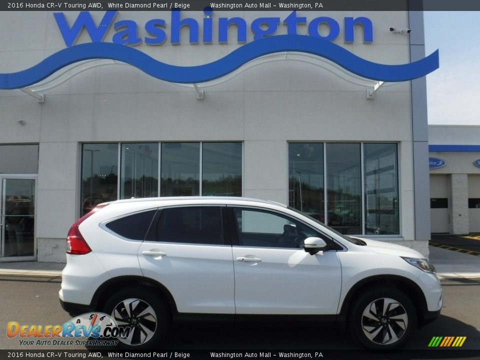 2016 Honda CR-V Touring AWD White Diamond Pearl / Beige Photo #2