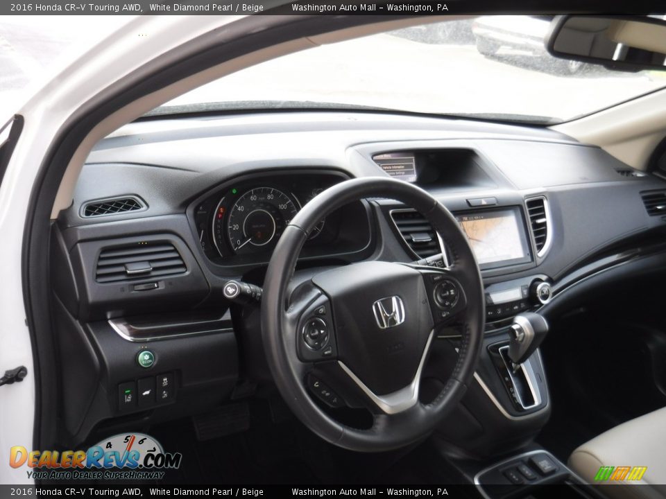 2016 Honda CR-V Touring AWD White Diamond Pearl / Beige Photo #14