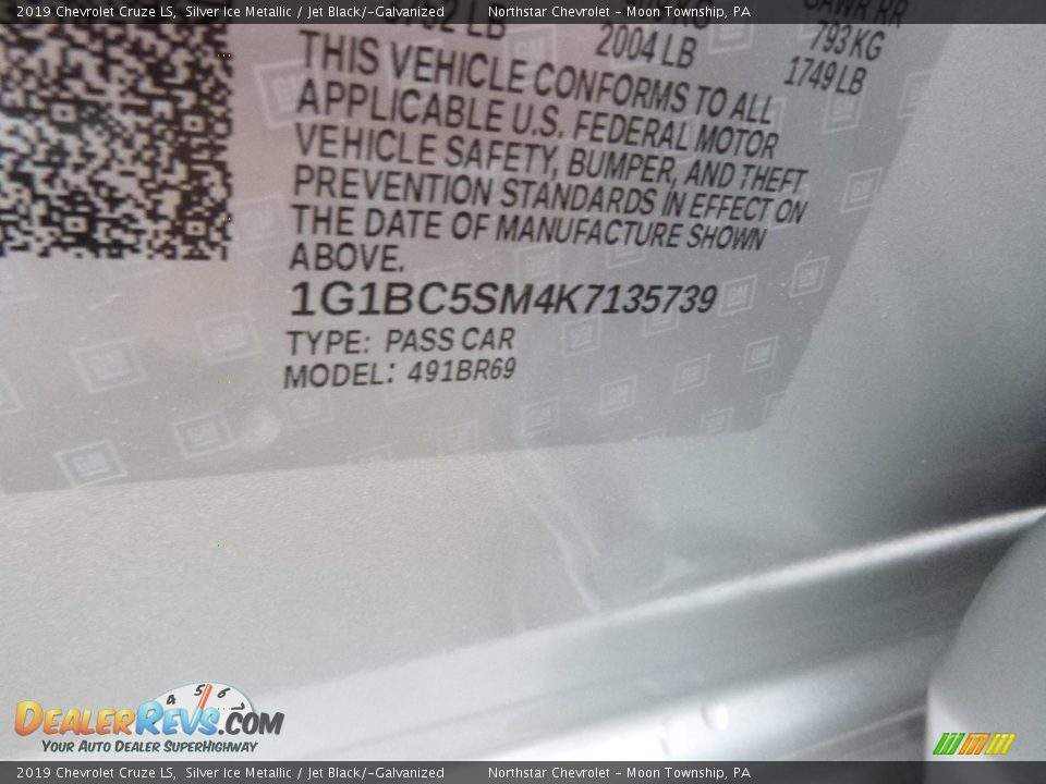 2019 Chevrolet Cruze LS Silver Ice Metallic / Jet Black/­Galvanized Photo #14