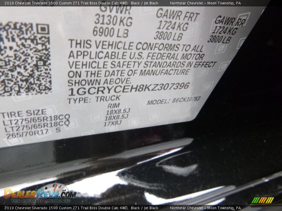 2019 Chevrolet Silverado 1500 Custom Z71 Trail Boss Double Cab 4WD Black / Jet Black Photo #15