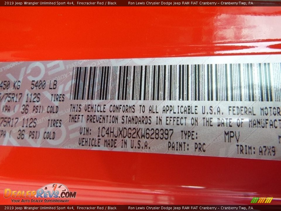 2019 Jeep Wrangler Unlimited Sport 4x4 Firecracker Red / Black Photo #15