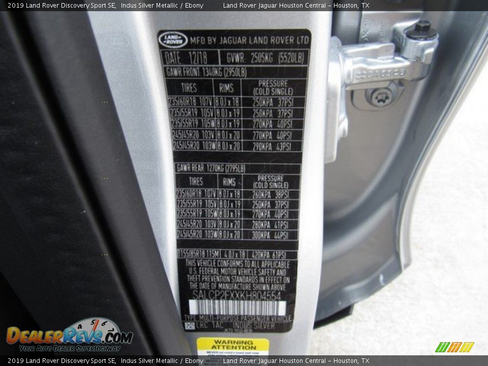 2019 Land Rover Discovery Sport SE Indus Silver Metallic / Ebony Photo #35