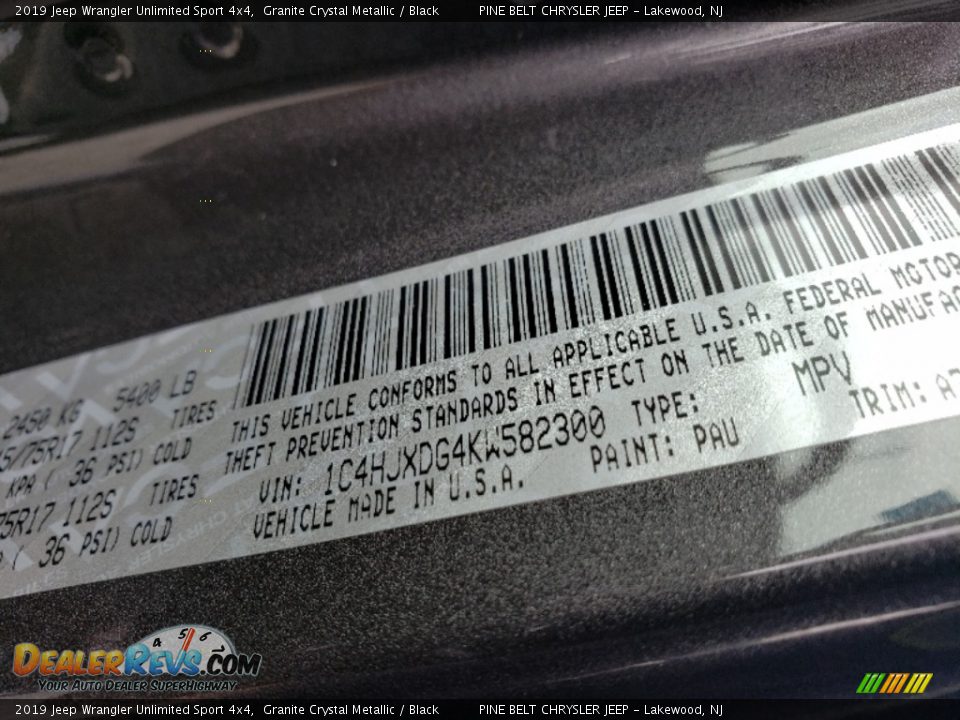 2019 Jeep Wrangler Unlimited Sport 4x4 Granite Crystal Metallic / Black Photo #9