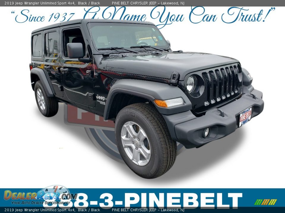 2019 Jeep Wrangler Unlimited Sport 4x4 Black / Black Photo #1