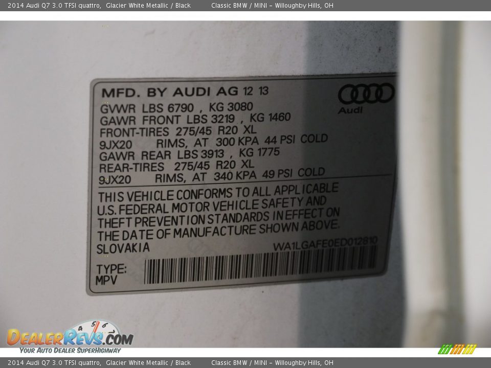 2014 Audi Q7 3.0 TFSI quattro Glacier White Metallic / Black Photo #32