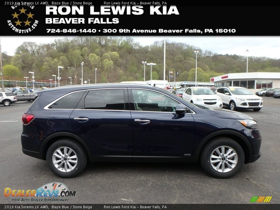 2019 Kia Sorento LX AWD Blaze Blue / Stone Beige Photo #1