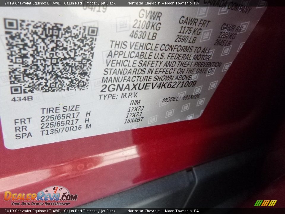 2019 Chevrolet Equinox LT AWD Cajun Red Tintcoat / Jet Black Photo #16